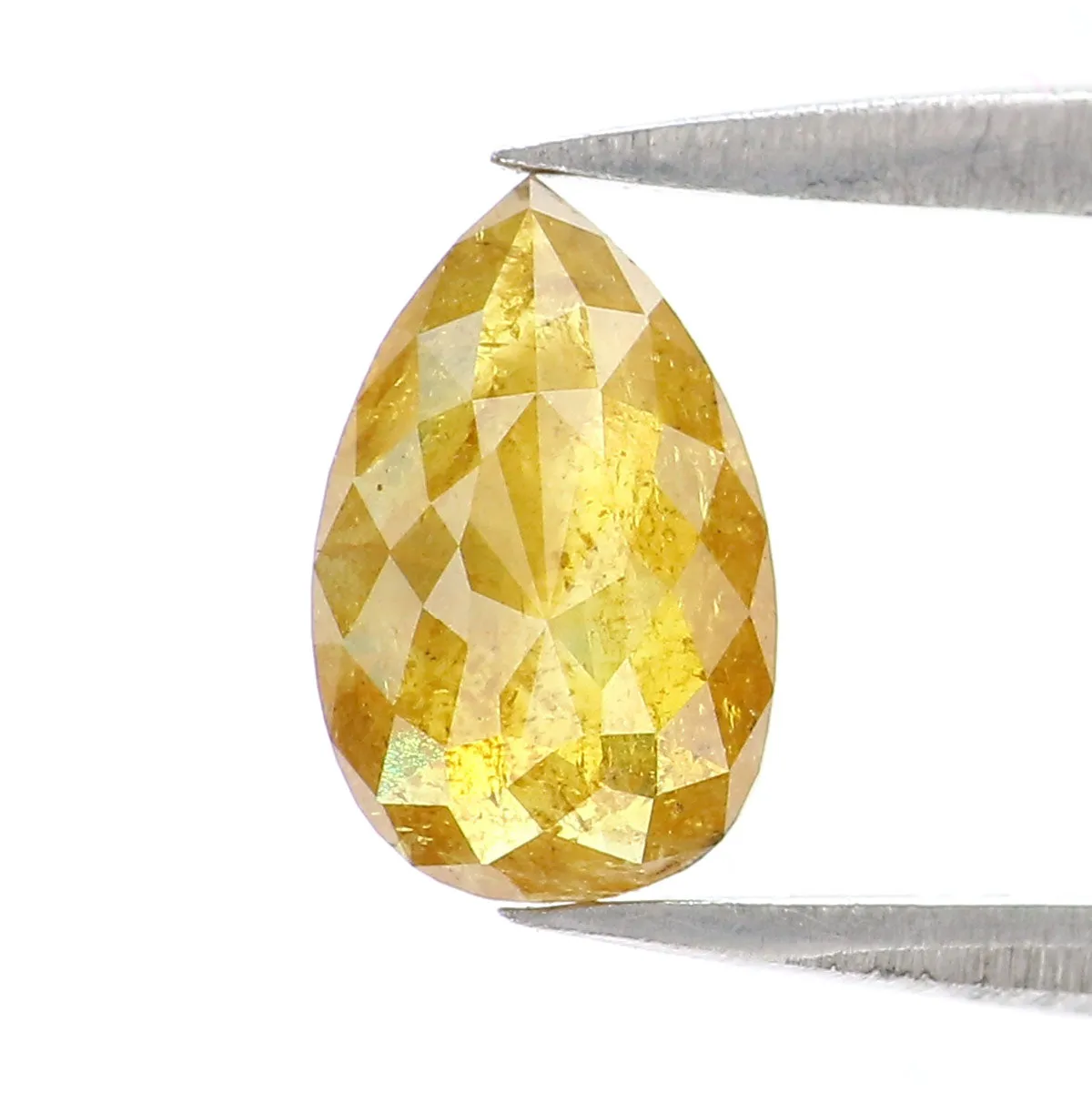 0.55 CT Natural Loose Pear Shape Diamond Yellow Color Pear Shape Diamond 7.60 MM Natural Loose Yellow Diamond Pear Rose Cut Diam