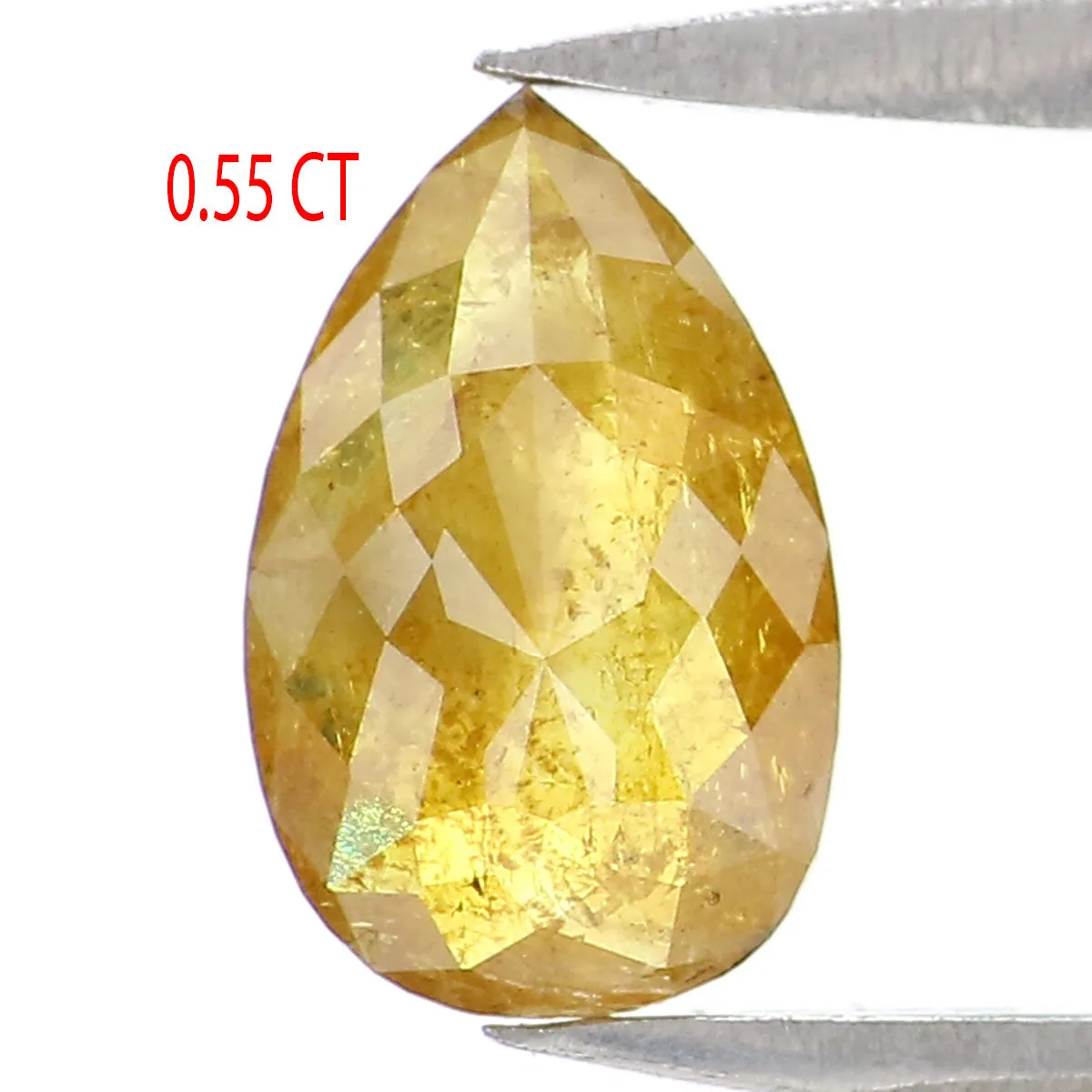 0.55 CT Natural Loose Pear Shape Diamond Yellow Color Pear Shape Diamond 7.60 MM Natural Loose Yellow Diamond Pear Rose Cut Diam