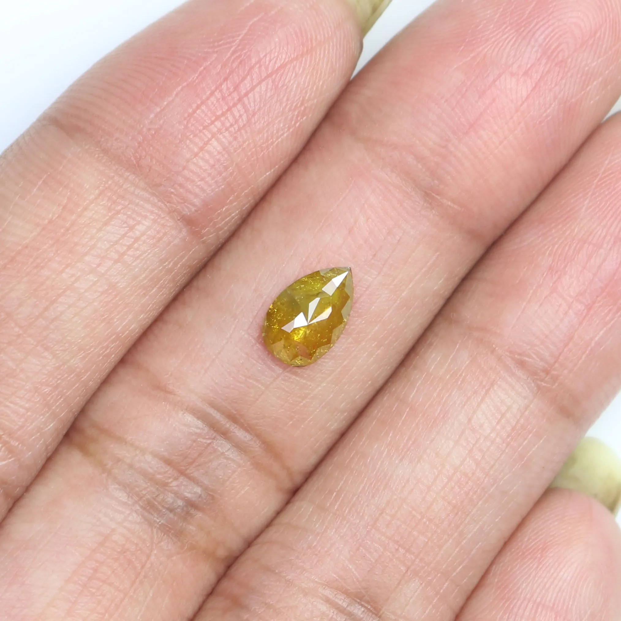 0.55 CT Natural Loose Pear Shape Diamond Yellow Color Pear Shape Diamond 7.60 MM Natural Loose Yellow Diamond Pear Rose Cut Diam