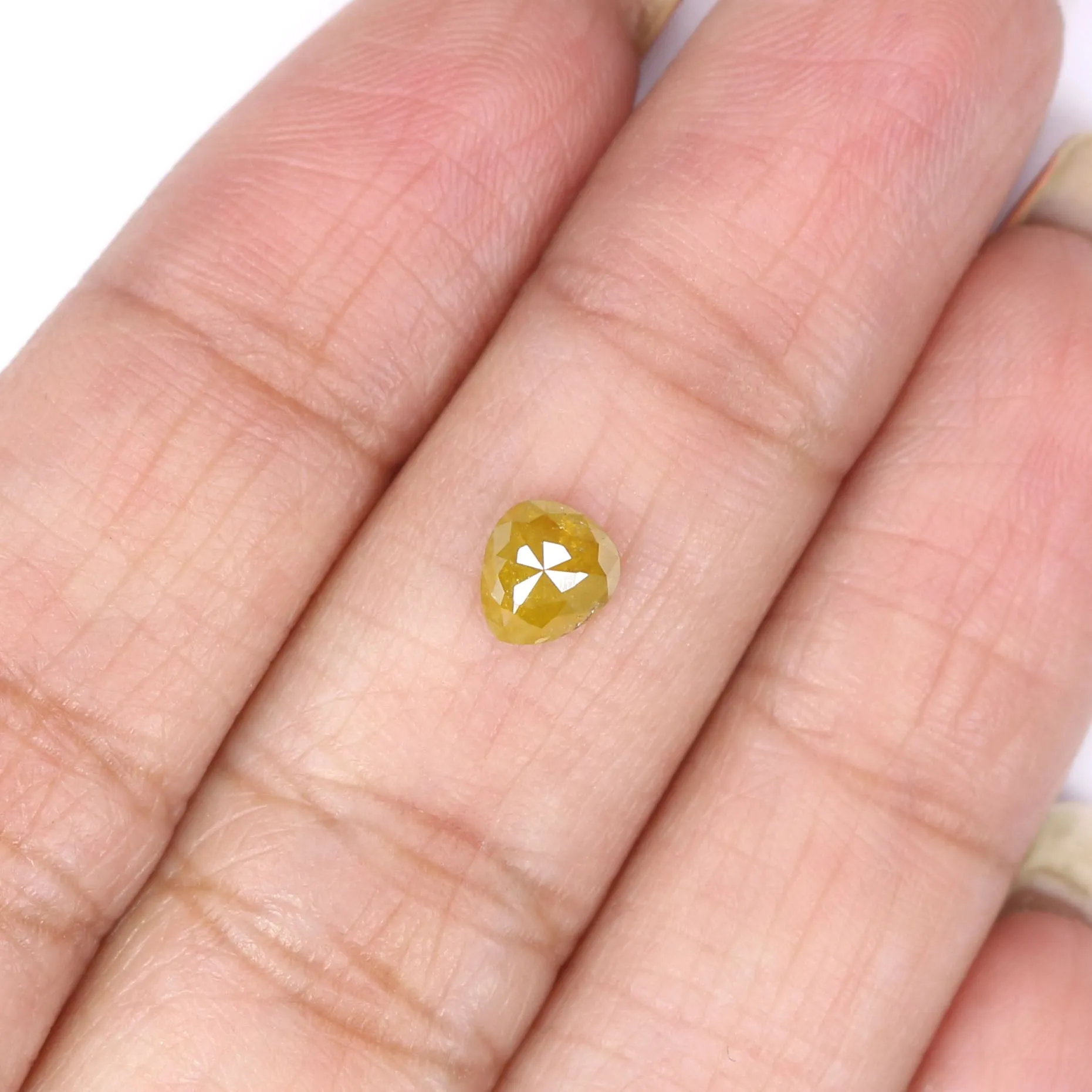 0.59 CT Natural Loose Heart Shape Diamond Yellow Color Heart Shape Diamond 5.45 MM Natural Loose Yellow Color Heart Rose Cut Dia