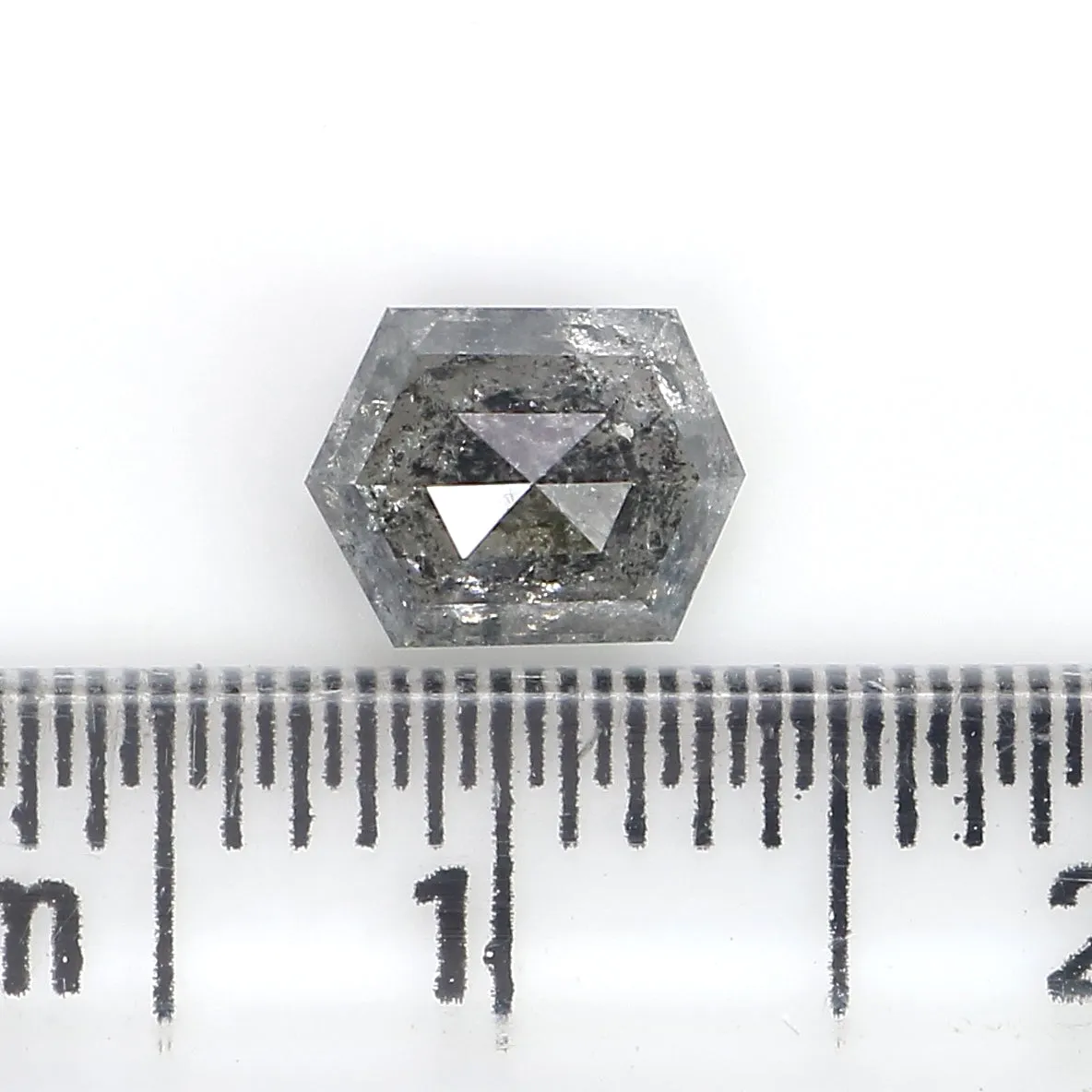 0.85 CT Natural Loose Hexagon Cut Diamond Salt And Pepper Hexagon Diamond 6.55 MM Natural Loose Black Grey Color Hexagon Cut Dia