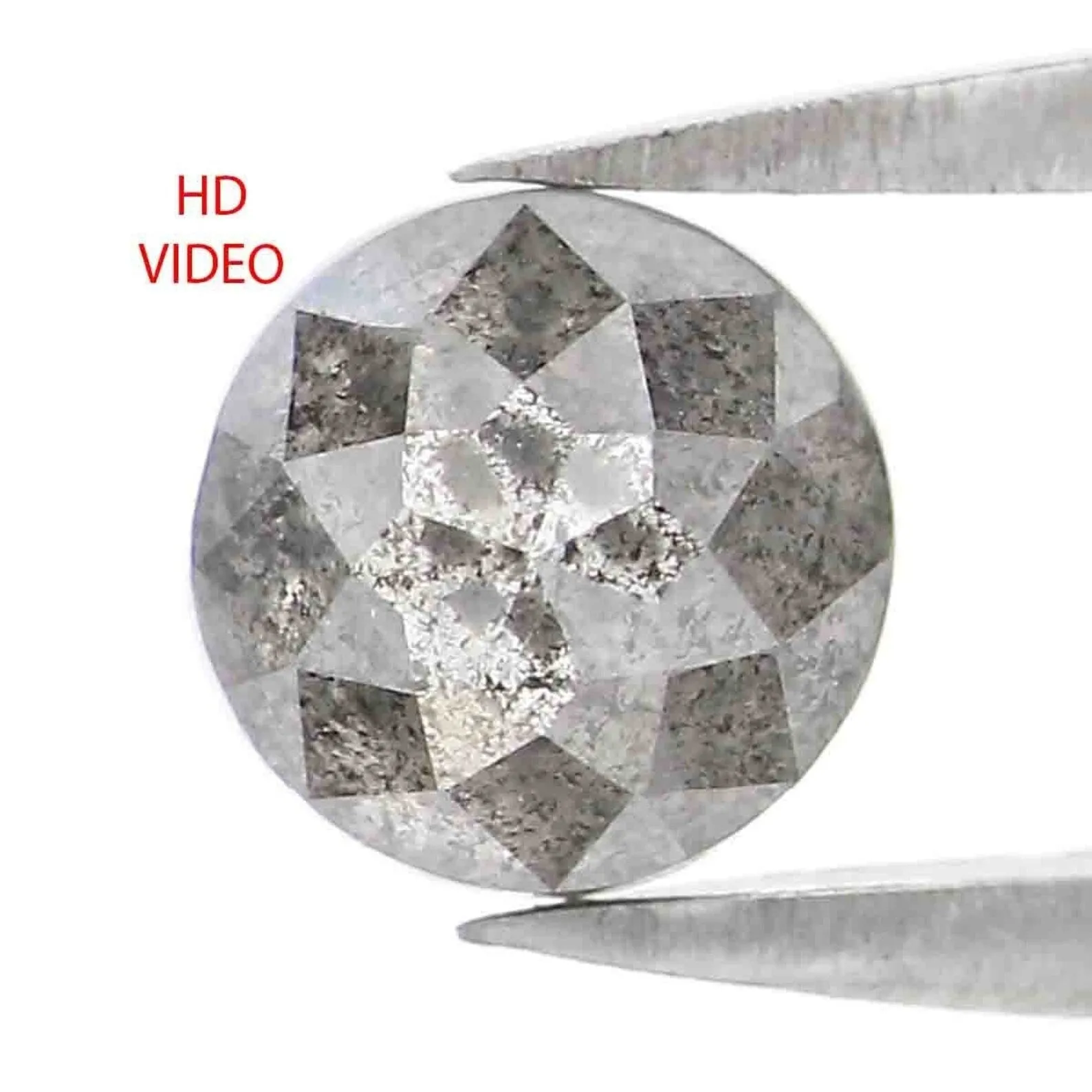 0.91 Ct Natural Loose Round Shape Diamond Salt And Pepper Round Diamond  5.65 MM Natural Loose Diamond Round Shape Rose Cut Diam