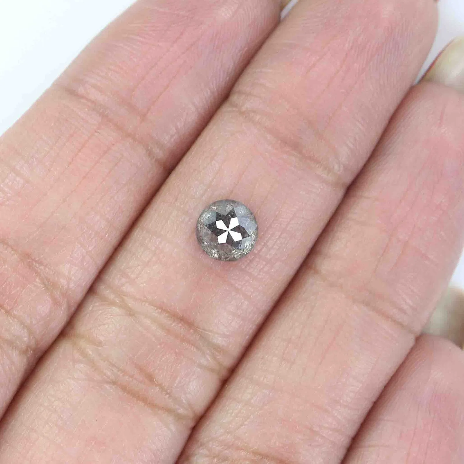 0.91 Ct Natural Loose Round Shape Diamond Salt And Pepper Round Diamond  5.65 MM Natural Loose Diamond Round Shape Rose Cut Diam