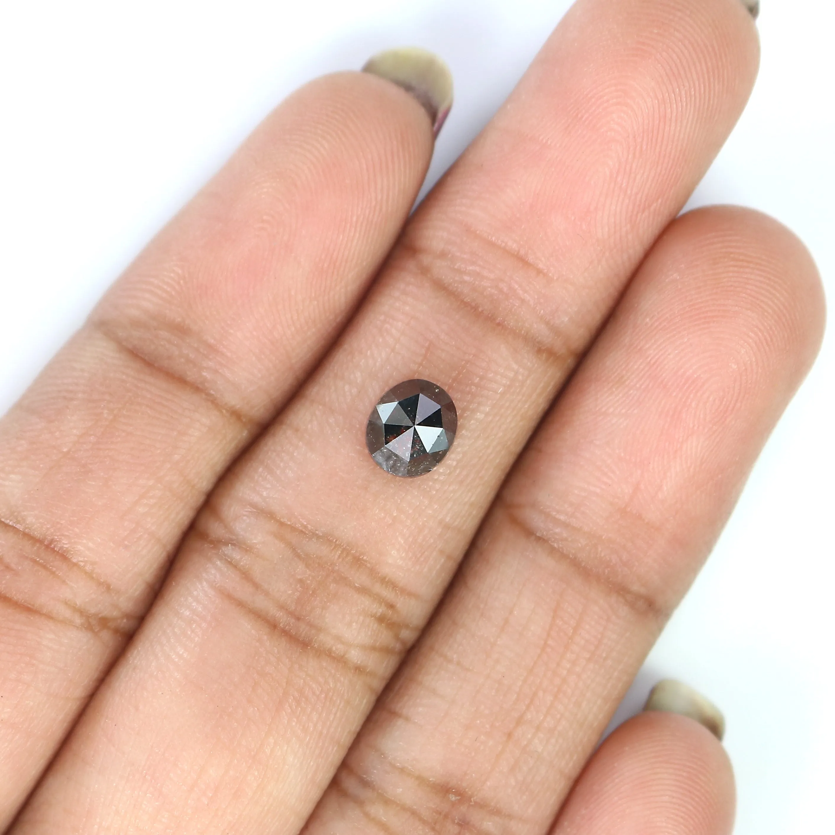 0.92 Natural Loose Oval Shape Diamond Salt And Pepper Oval Diamond 5.95 MM Natural Diamond Black Grey Color Oval Rose Cut Diamon