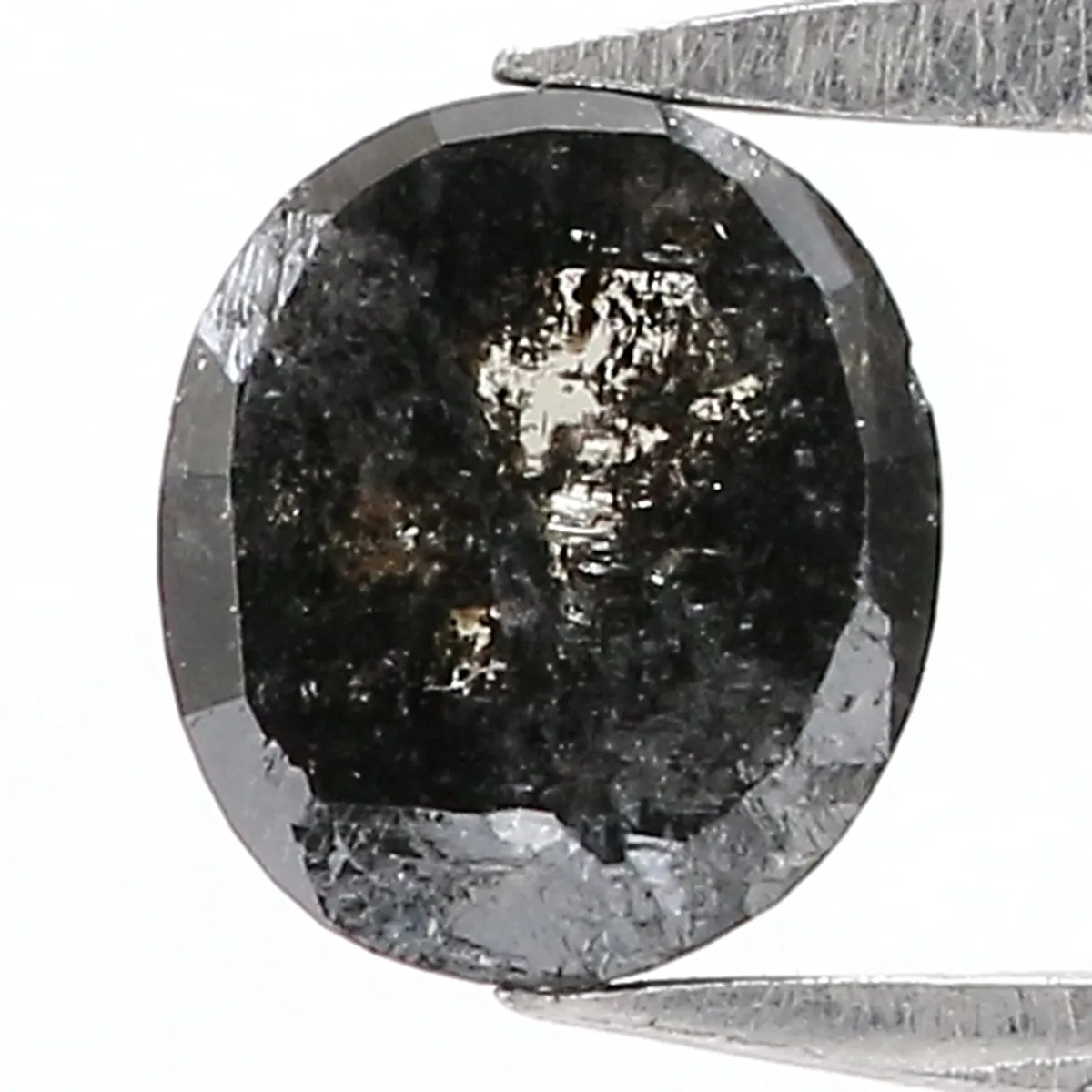 0.92 Natural Loose Oval Shape Diamond Salt And Pepper Oval Diamond 5.95 MM Natural Diamond Black Grey Color Oval Rose Cut Diamon