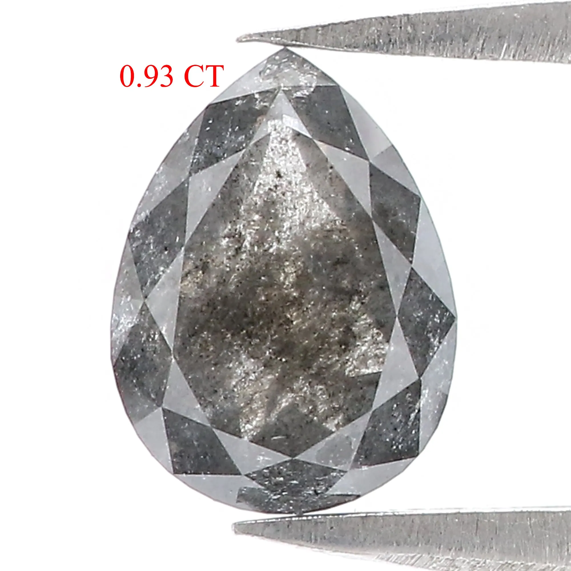 0.93 Ct Natural Loose Pear Shape Diamond Salt And Pepper Rose Cut Diamond 8.20 MM Natural Pear Rose Cut Black Grey Color Pear Di