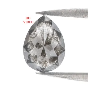 0.93 Ct Natural Loose Pear Shape Diamond Salt And Pepper Rose Cut Diamond 8.20 MM Natural Pear Rose Cut Black Grey Color Pear Di