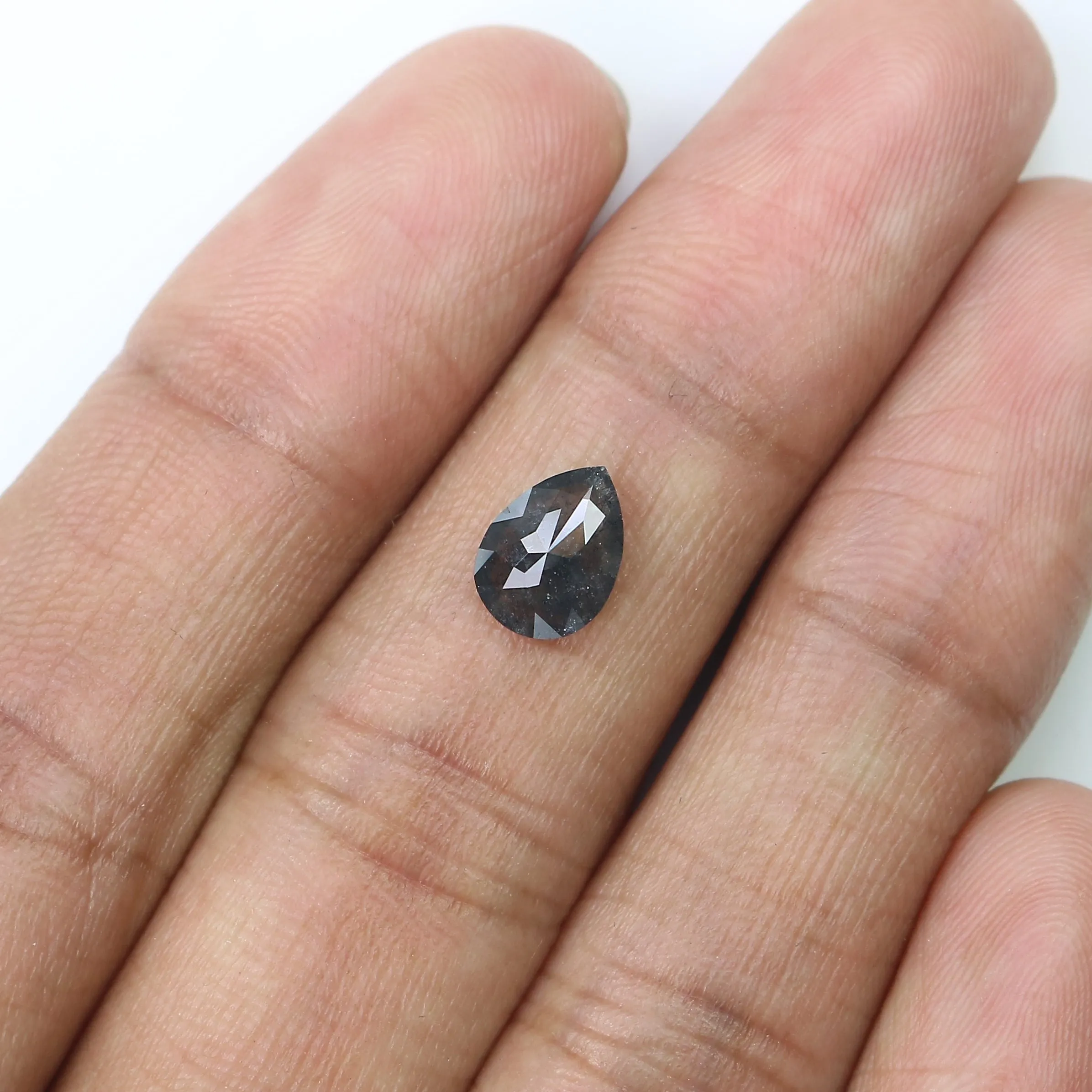 0.93 Ct Natural Loose Pear Shape Diamond Salt And Pepper Rose Cut Diamond 8.20 MM Natural Pear Rose Cut Black Grey Color Pear Di