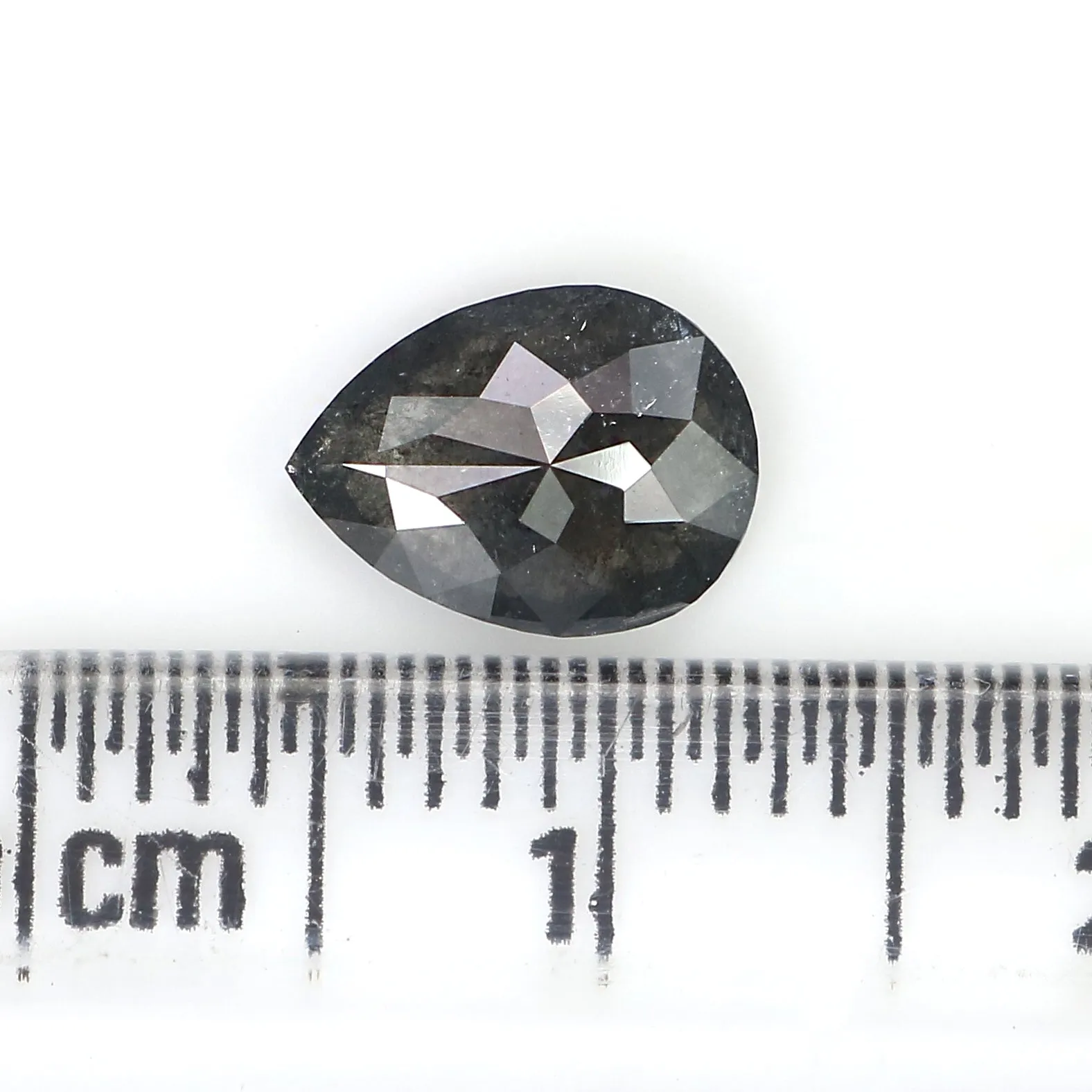 0.93 Ct Natural Loose Pear Shape Diamond Salt And Pepper Rose Cut Diamond 8.20 MM Natural Pear Rose Cut Black Grey Color Pear Di