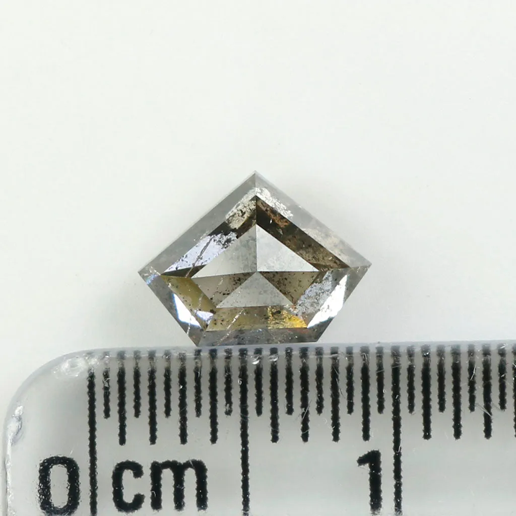 1.04 CT Natural Loose Shield Shape Diamond Salt And Pepper Shield Diamond 5.70 MM Natural Loose Black Color Shield Rose Cut Diam