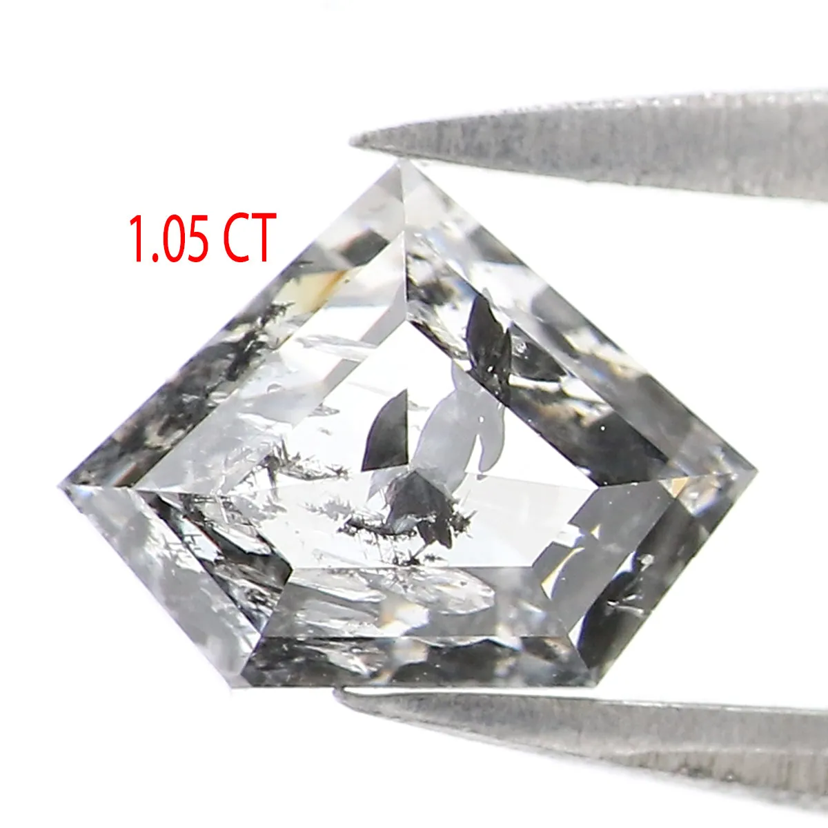 1.05 Ct Natural Loose Shield Shape Diamond Salt And Pepper Shield Cut Diamond 5.90 MM Black Gray Color Shield Shape Rose Cut Dia