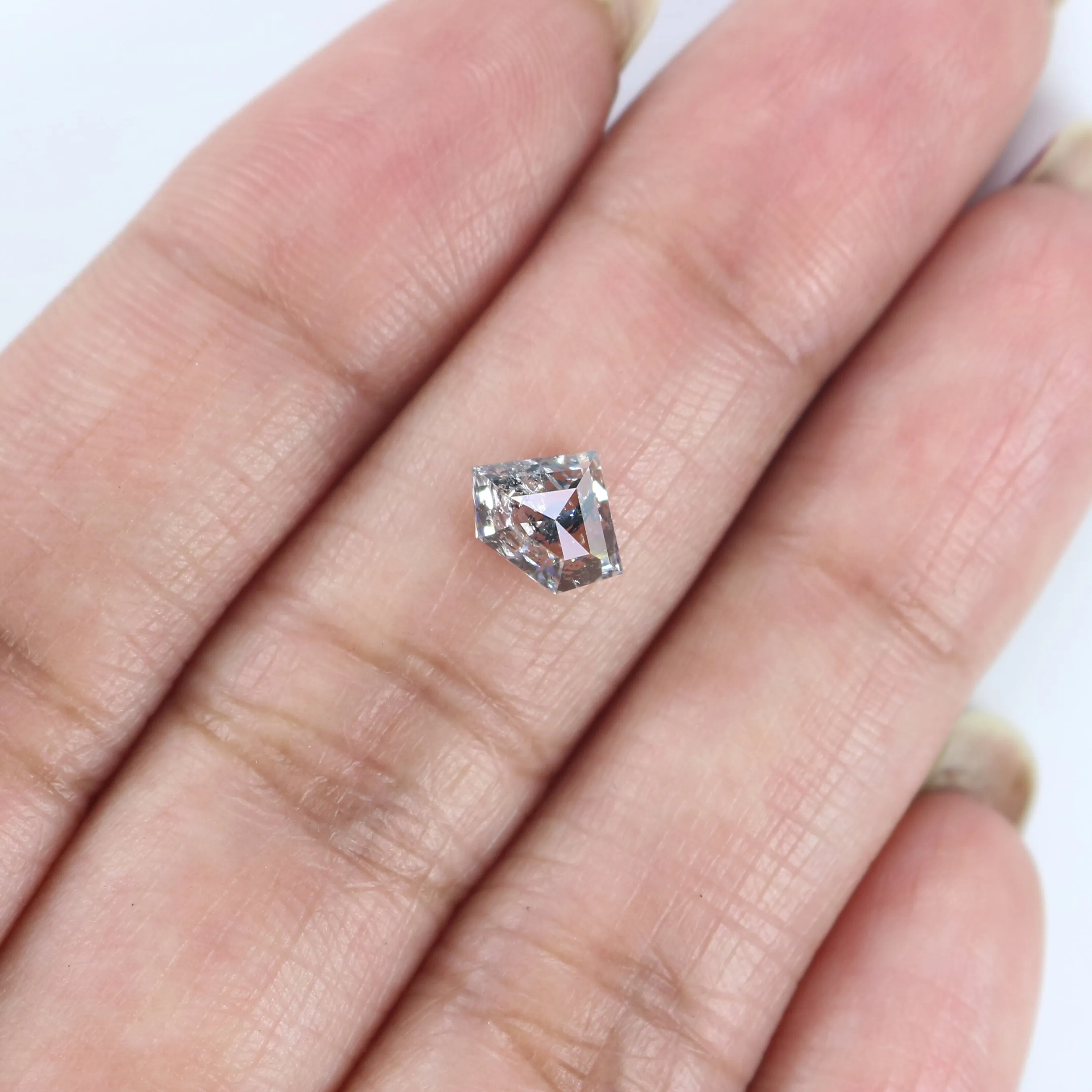 1.05 Ct Natural Loose Shield Shape Diamond Salt And Pepper Shield Cut Diamond 5.90 MM Black Gray Color Shield Shape Rose Cut Dia