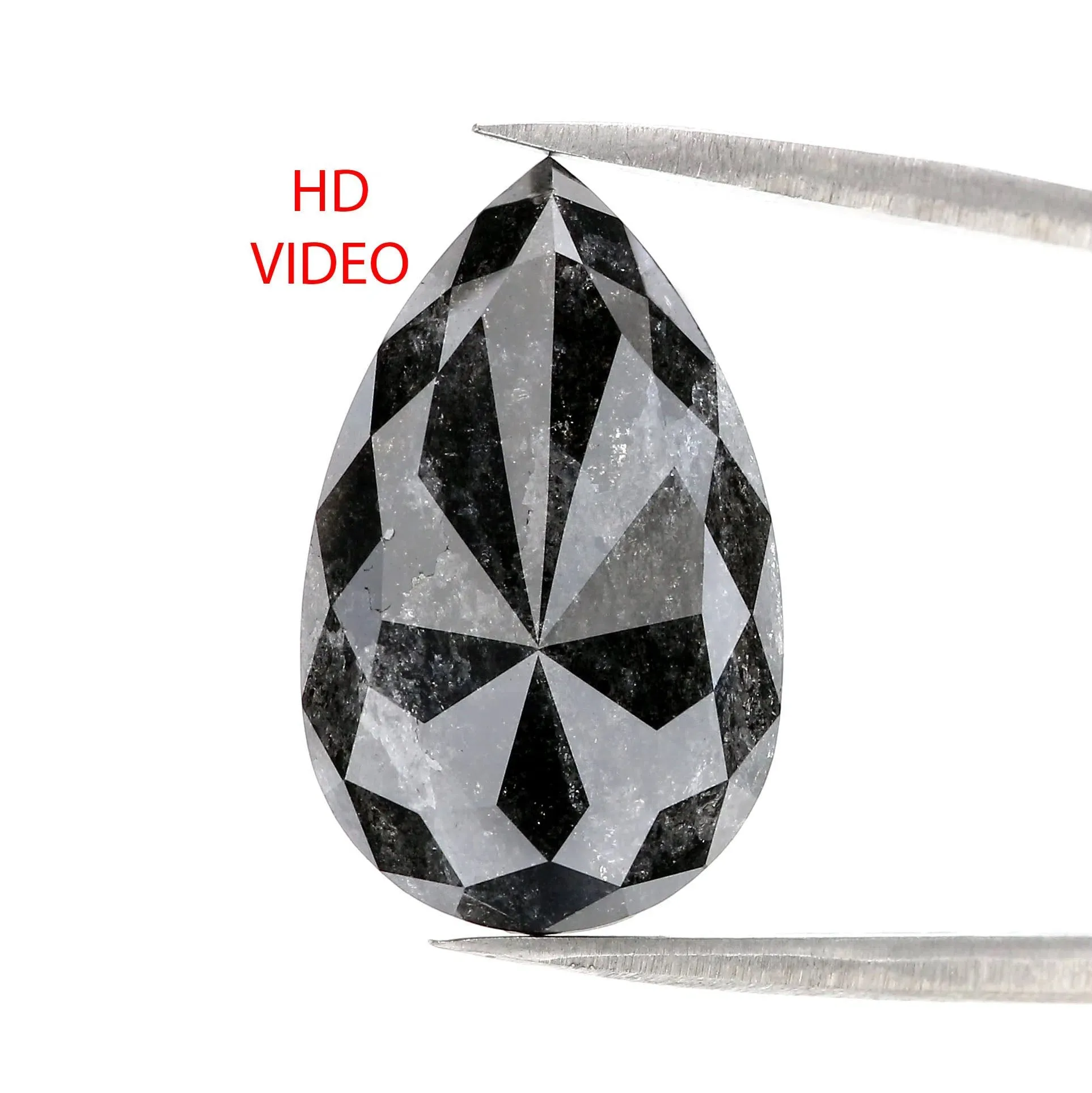 11.67 CT Natural Loose Pear Shape Diamond Salt And Pepper Pear Rose Cut Diamond 20.20 MM Black Grey Color Pear Rose Cut Diamond 