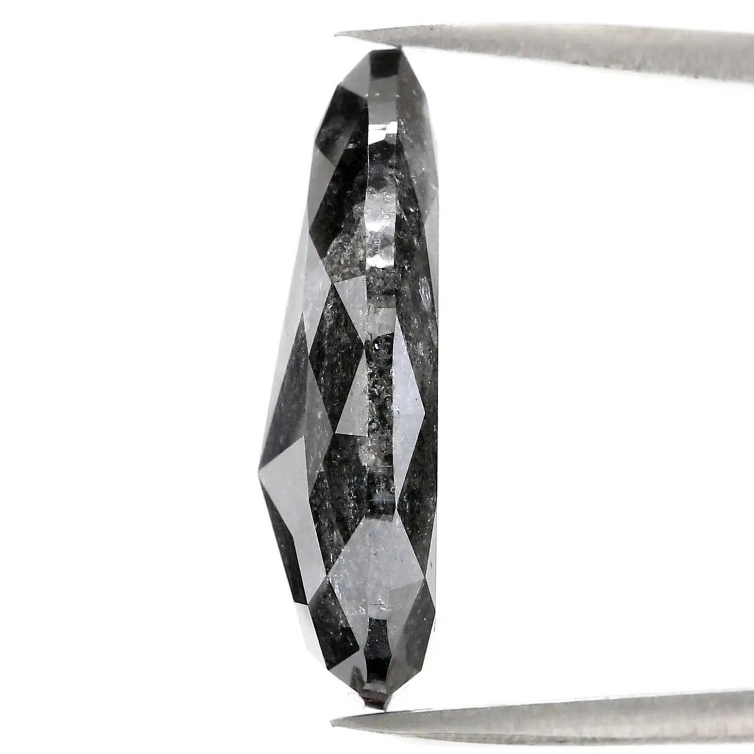 11.67 CT Natural Loose Pear Shape Diamond Salt And Pepper Pear Rose Cut Diamond 20.20 MM Black Grey Color Pear Rose Cut Diamond 