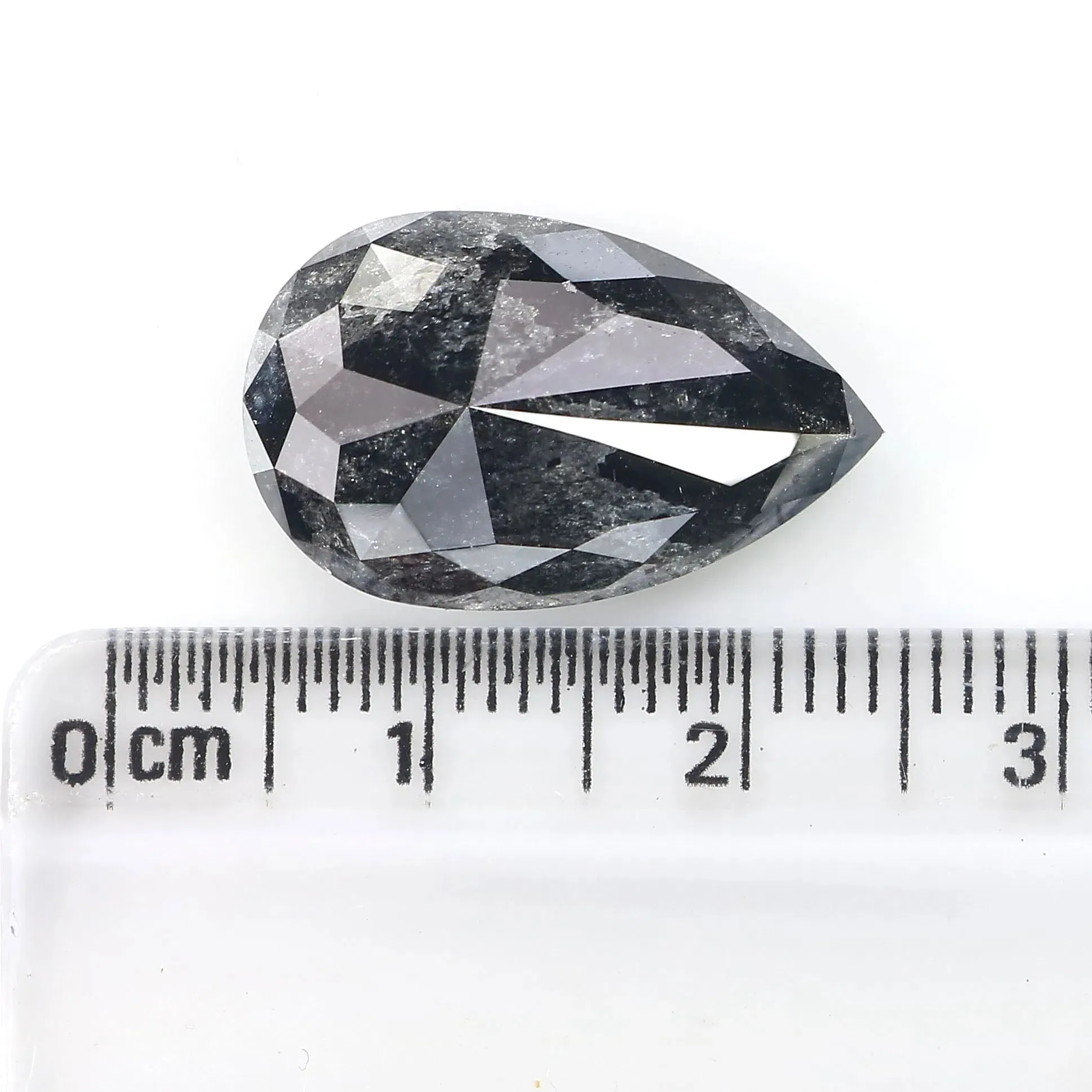 11.67 CT Natural Loose Pear Shape Diamond Salt And Pepper Pear Rose Cut Diamond 20.20 MM Black Grey Color Pear Rose Cut Diamond 