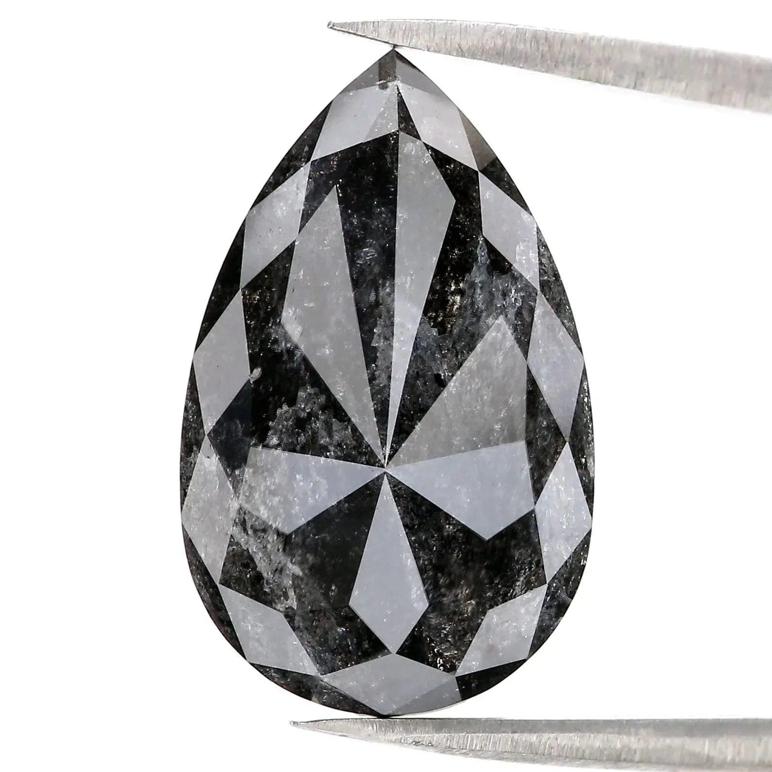 11.67 CT Natural Loose Pear Shape Diamond Salt And Pepper Pear Rose Cut Diamond 20.20 MM Black Grey Color Pear Rose Cut Diamond 