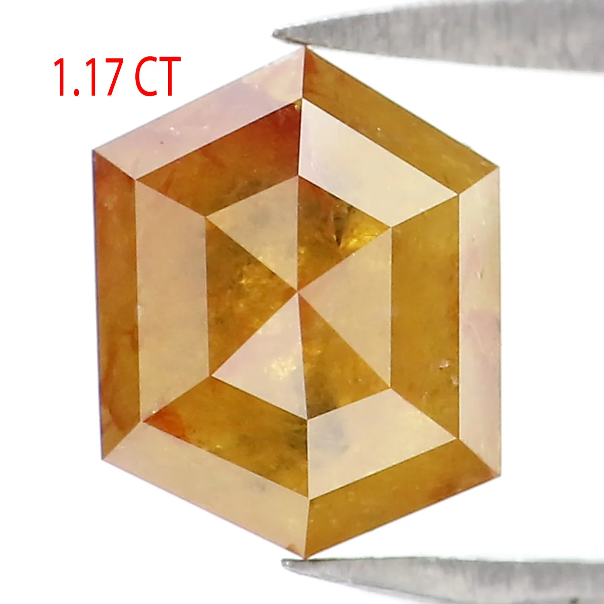 1.17 CT Natural Loose Hexagon Shape Diamond Yellow Color Hexagon Cut Diamond 6.85 MM Natural Loose Hexagon Shape Rose Cut Diamon