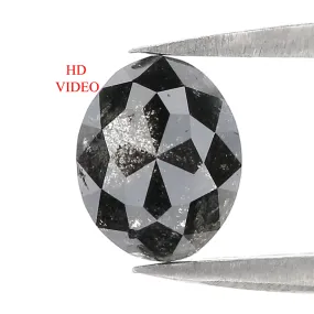 1.28 Ct Natural Loose Oval Shape Diamond Salt And Pepper Oval Diamond 7.55 MM Natural Diamond Black Grey Color Oval Rose Cut Dia