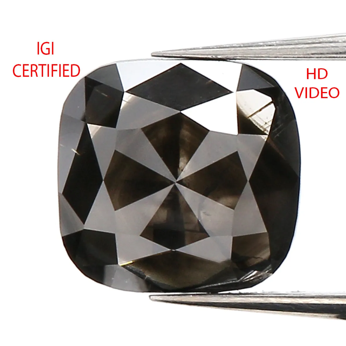 1.54 CT IGI Certified Natural Loose Cushion Modified Brilliant Cut Diamond Natural Black Color Diamond 7.15 MM Cushion Shape Dia