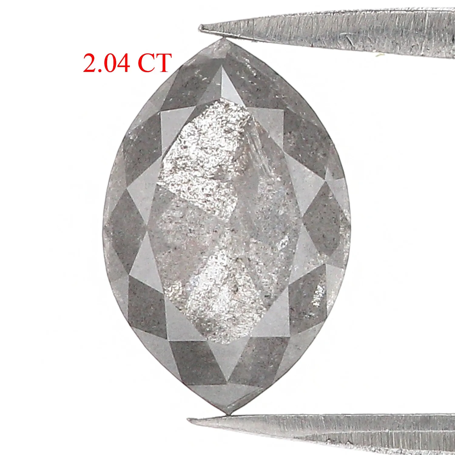 2.04 CT Natural Loose Marquise Shape Diamond Salt And Pepper Marquise Rose Cut Diamond 10.45 MM Black Grey Color Marquise Cut Di