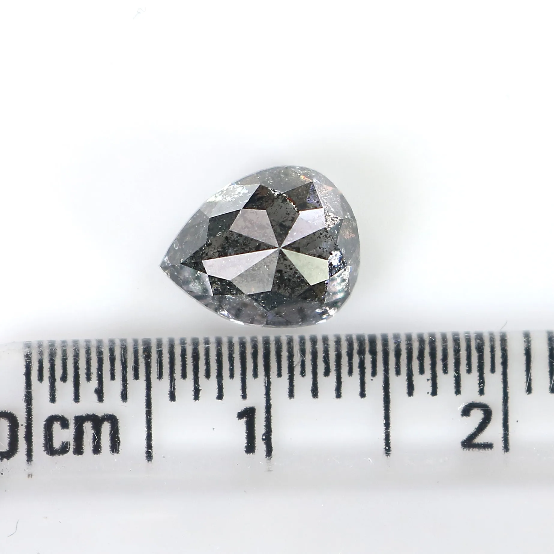 2.15 CT Natural Loose Pear Shape Diamond Salt And Pepper Pear Cut Diamond 8.50 MM Natural Loose Black Grey Color Pear Rose Cut D