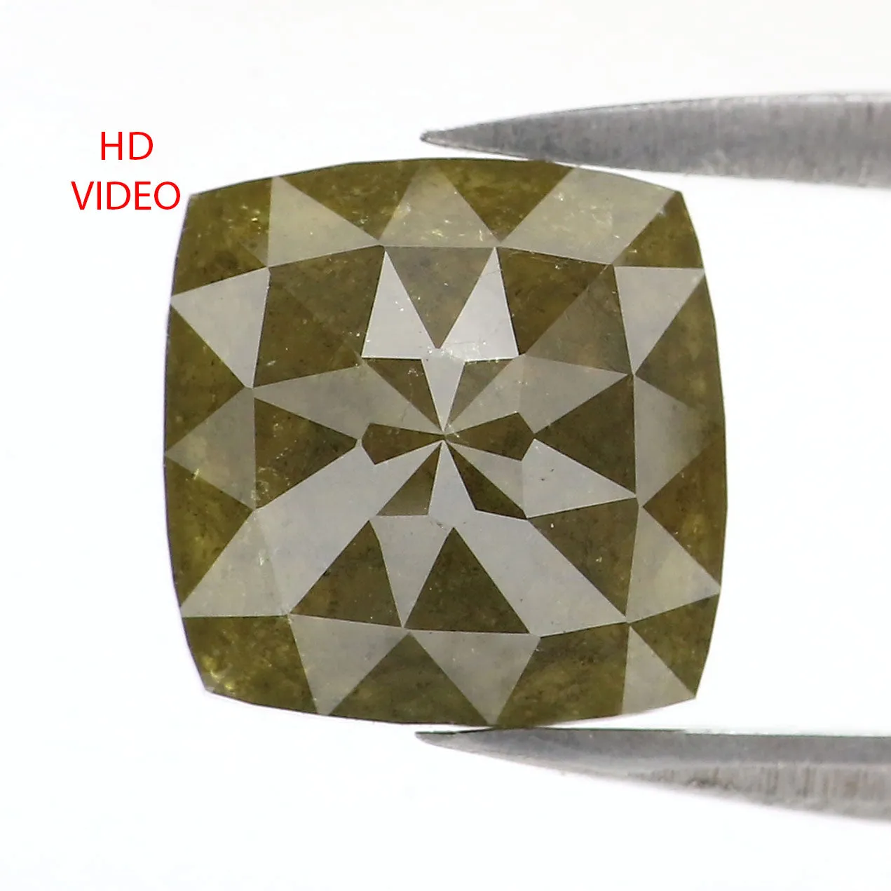 2.60 CT Natural Loose Square Shape Diamond Green Square Cut Diamond 8.05 MM Natural Loose Green Color Diamond Square Rose Cut Di