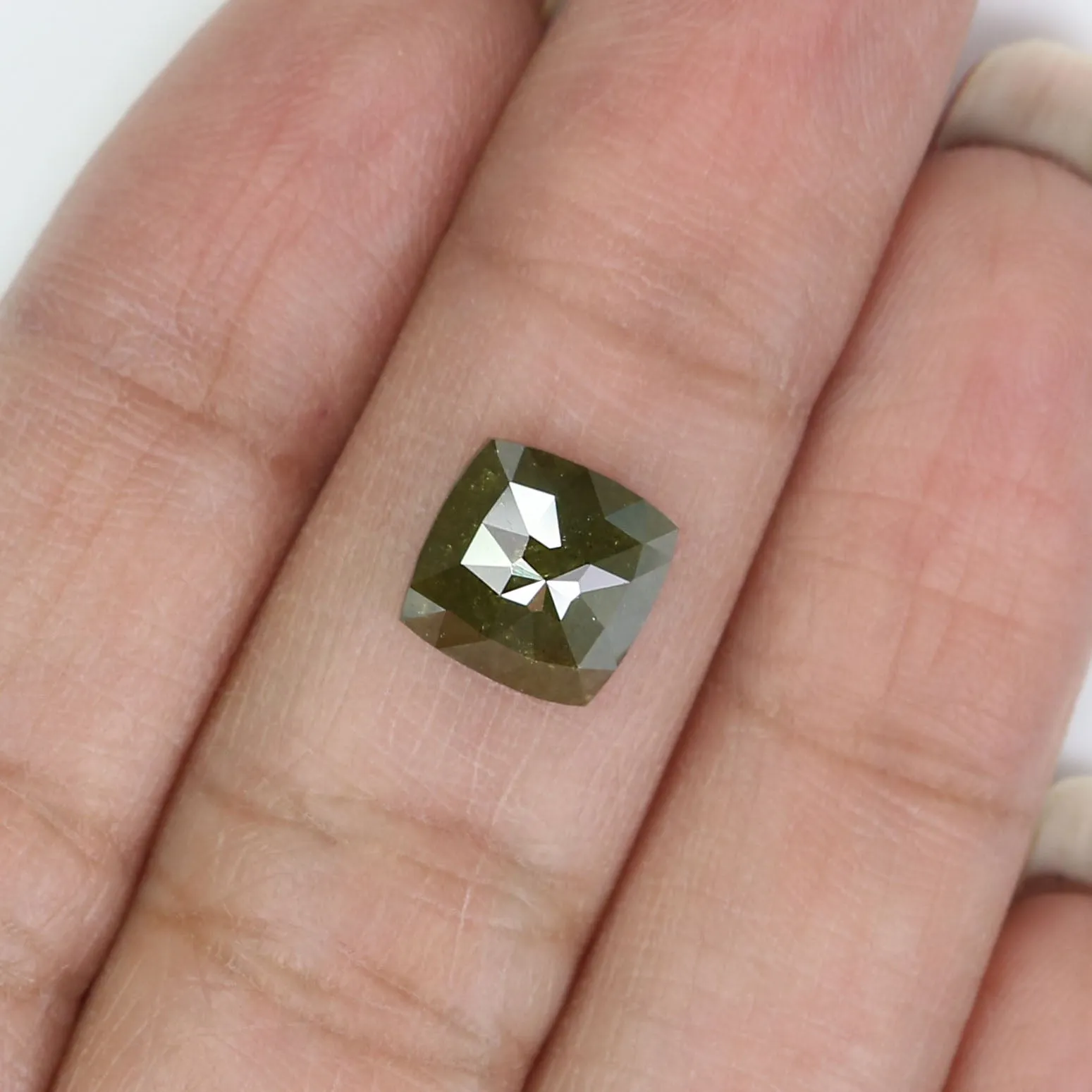 2.60 CT Natural Loose Square Shape Diamond Green Square Cut Diamond 8.05 MM Natural Loose Green Color Diamond Square Rose Cut Di