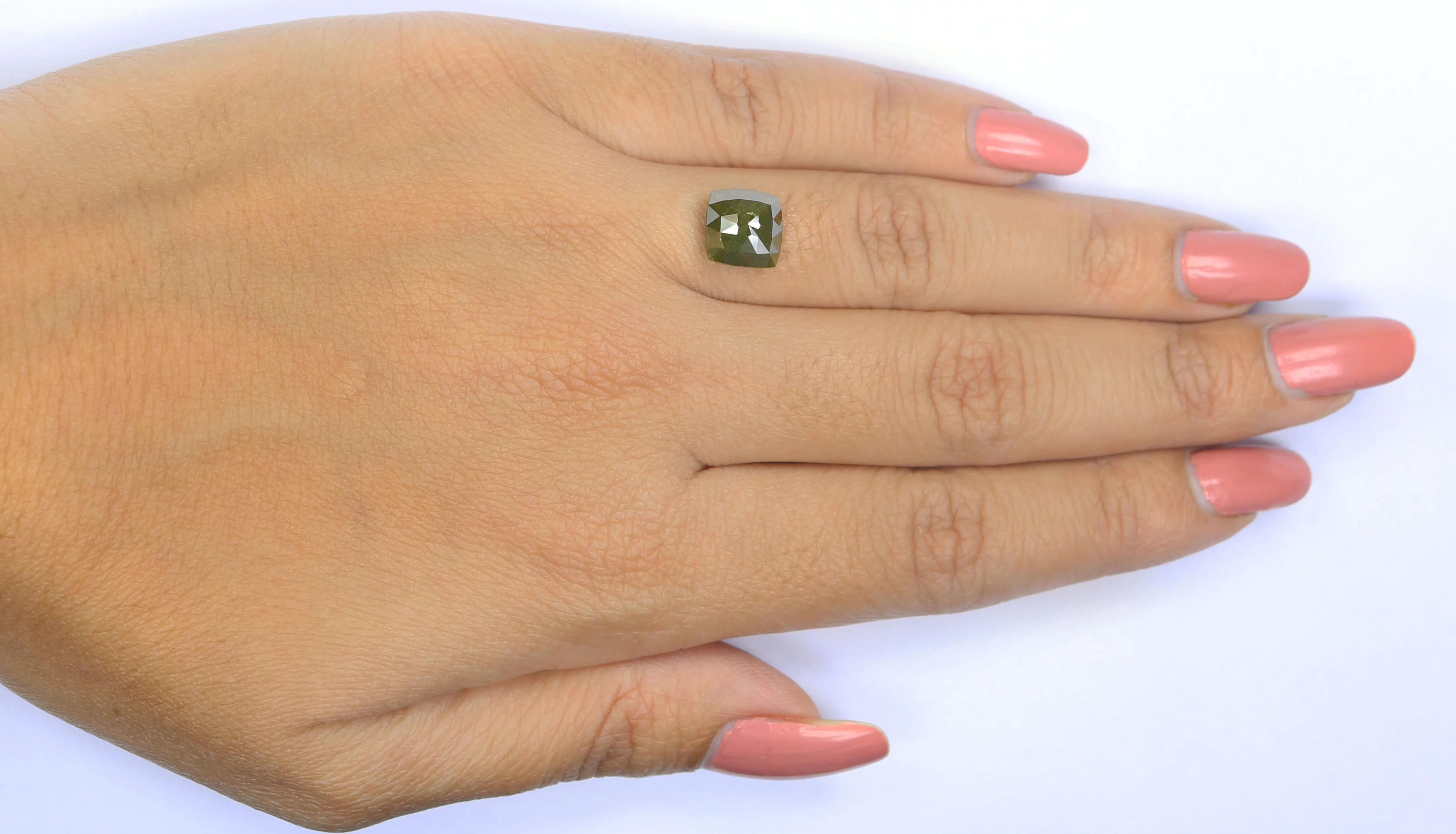 2.60 CT Natural Loose Square Shape Diamond Green Square Cut Diamond 8.05 MM Natural Loose Green Color Diamond Square Rose Cut Di