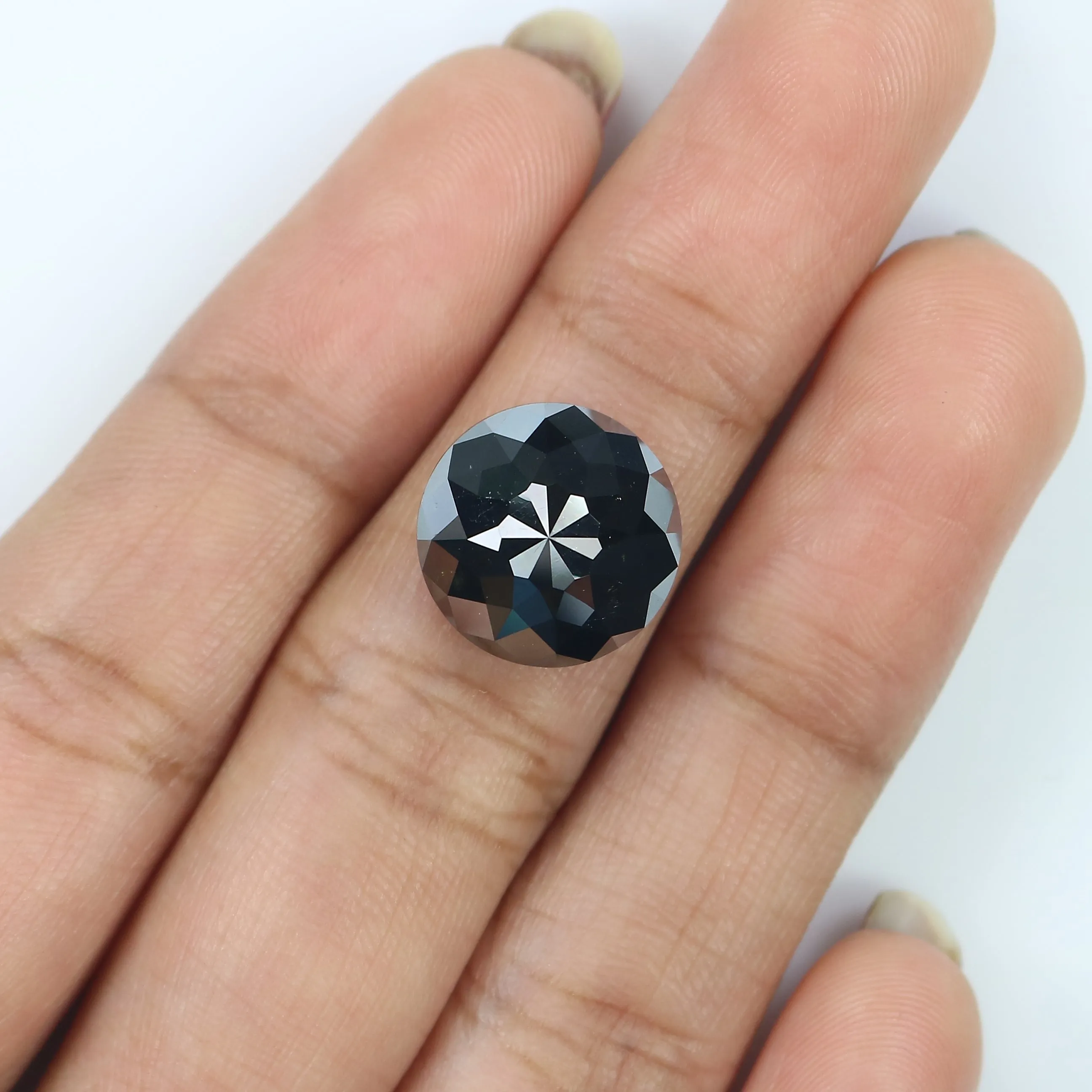 7.24 CT Natural Loose Round Shape Diamond Black Color Round Diamond 12.05 MM Natural Loose Black Color Round Rose Cut Diamond LQ