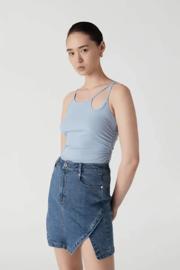 Aaron Rib Tank Chambray Blue