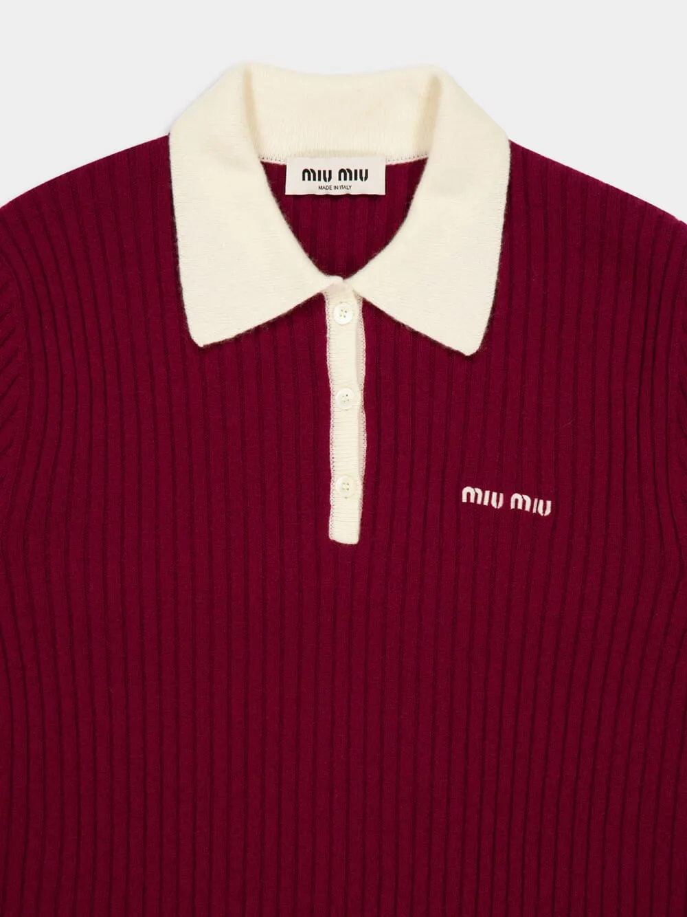 Amaranth Ribbed Cashmere Polo Shirt