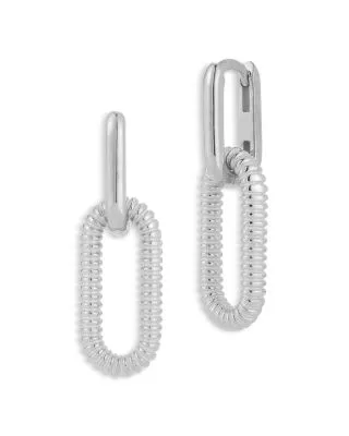 Aqua Ribbed Link Drop Earrings - 100% Exclusive