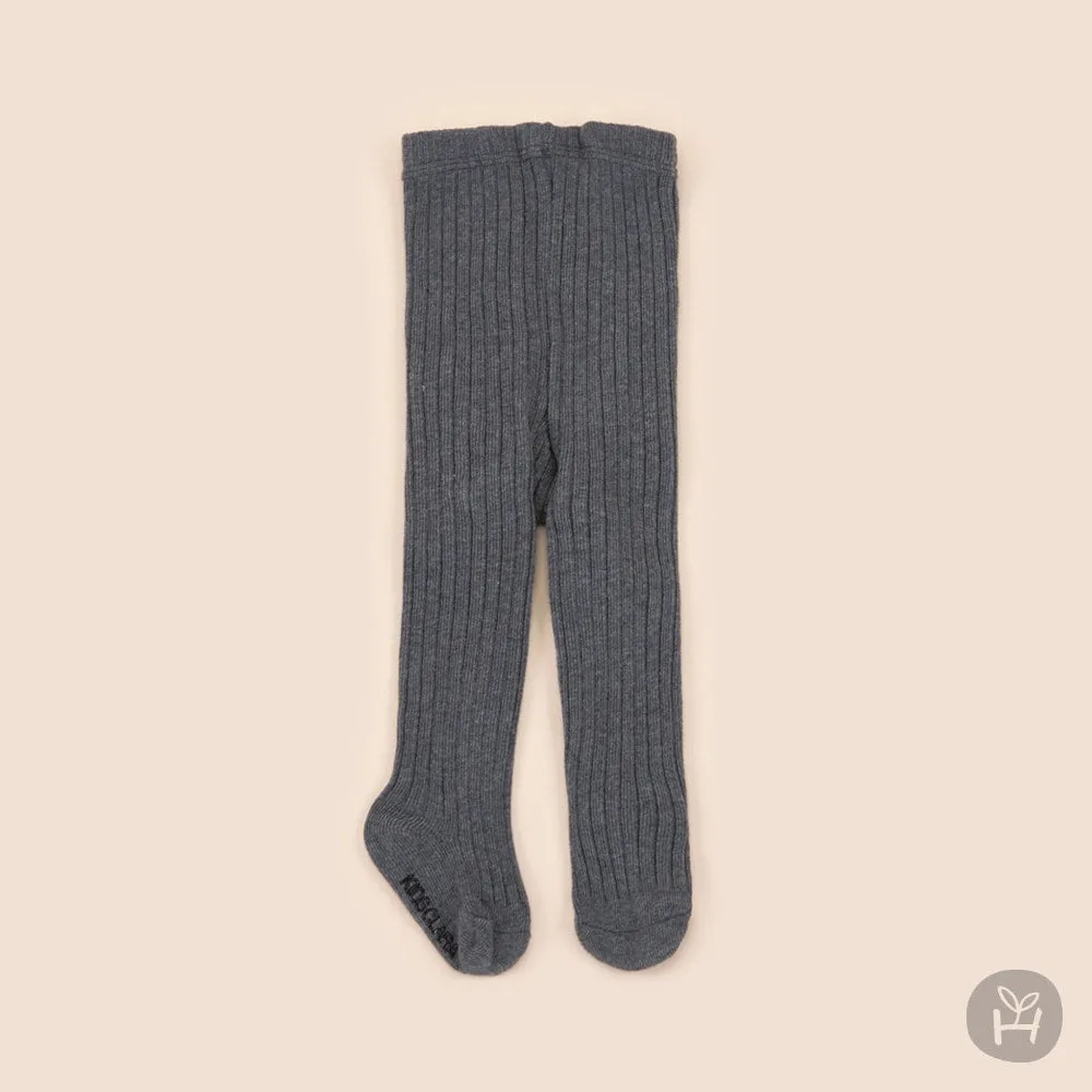 Baby Ribbed Tights (0-24m) - Charcoal