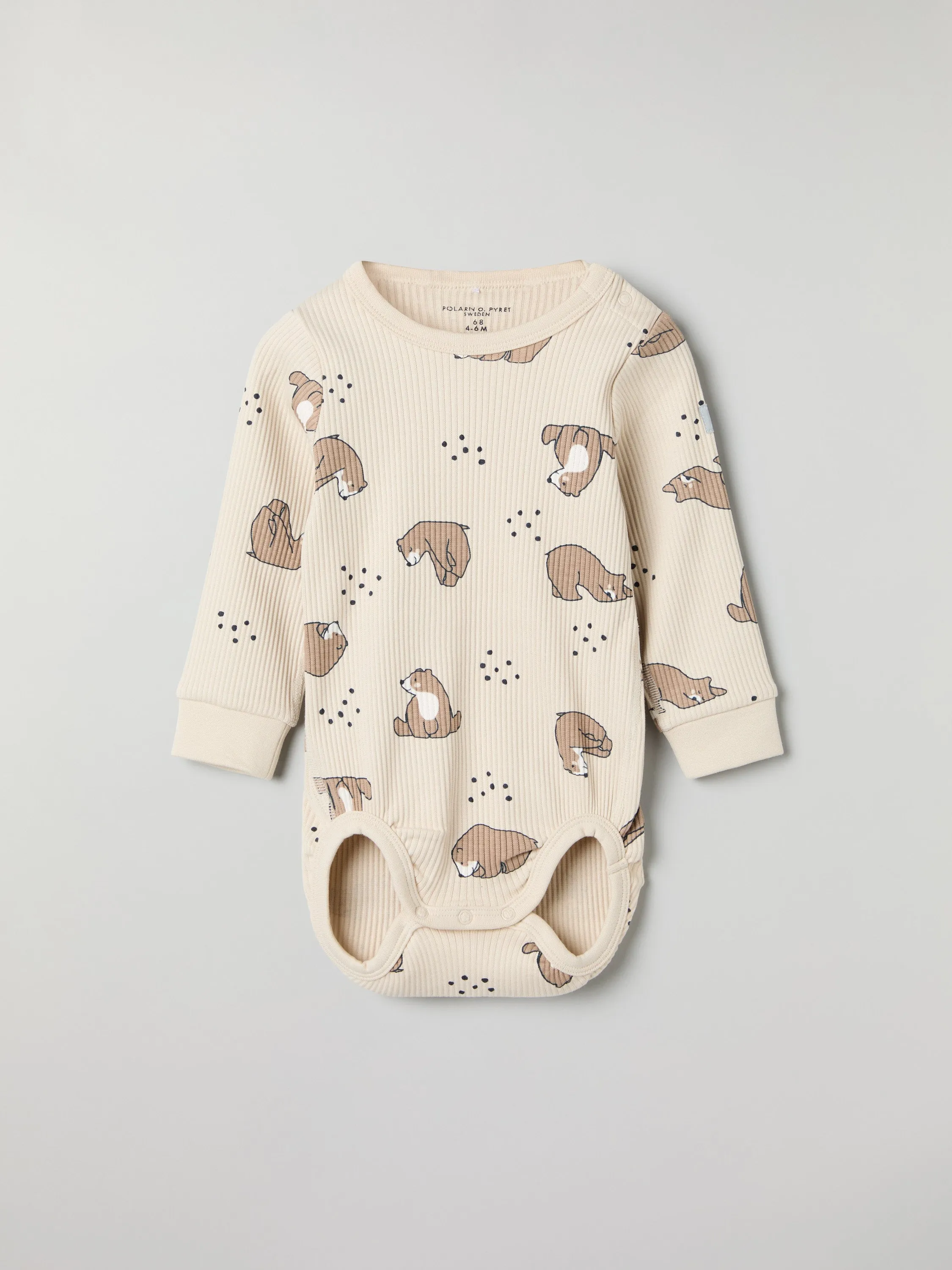 Bear Print Ribbed Babygrow