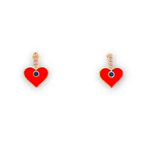 Benita enamel heart drop earrings in 18k of gold plated