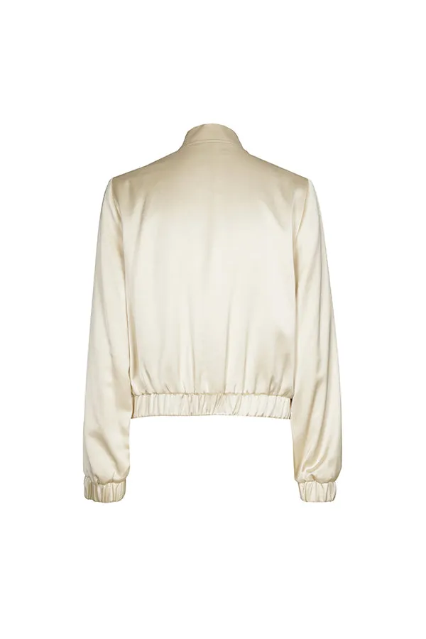 Caroline Biss CHAMPAGNE BEIGE SHINY BOMBER JACKET