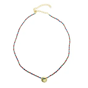 Charm Necklace / Navy, Red