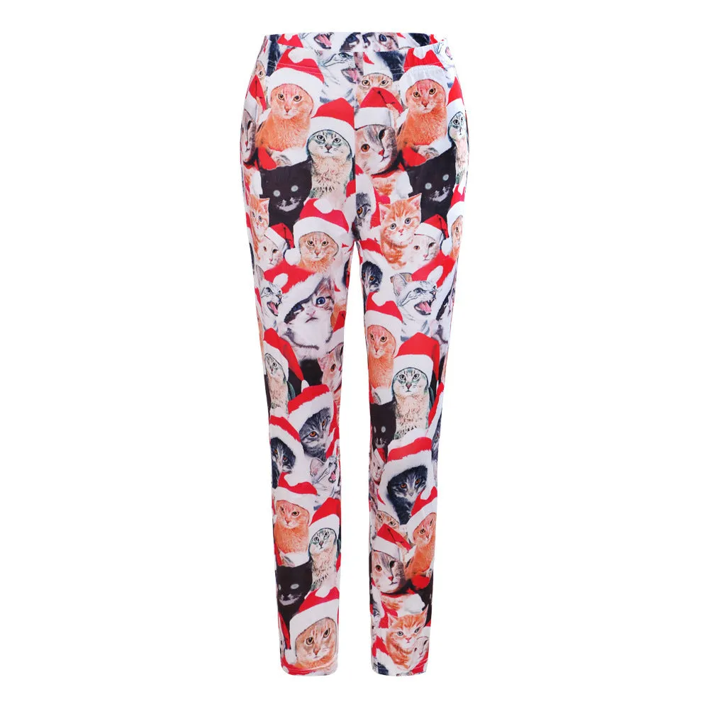 Christmas Costume Printed Slim-fit Trousers