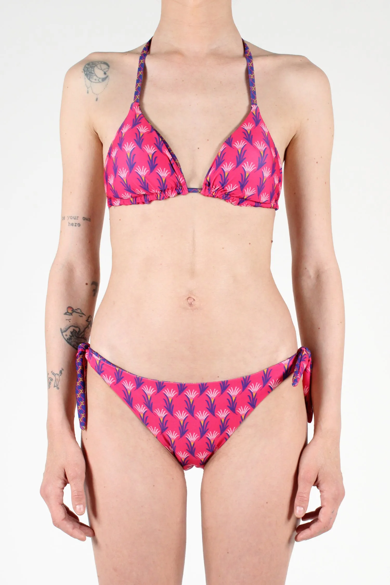 Costume da Bagno Bikini Triangolo Stampa Floreale Reversibile