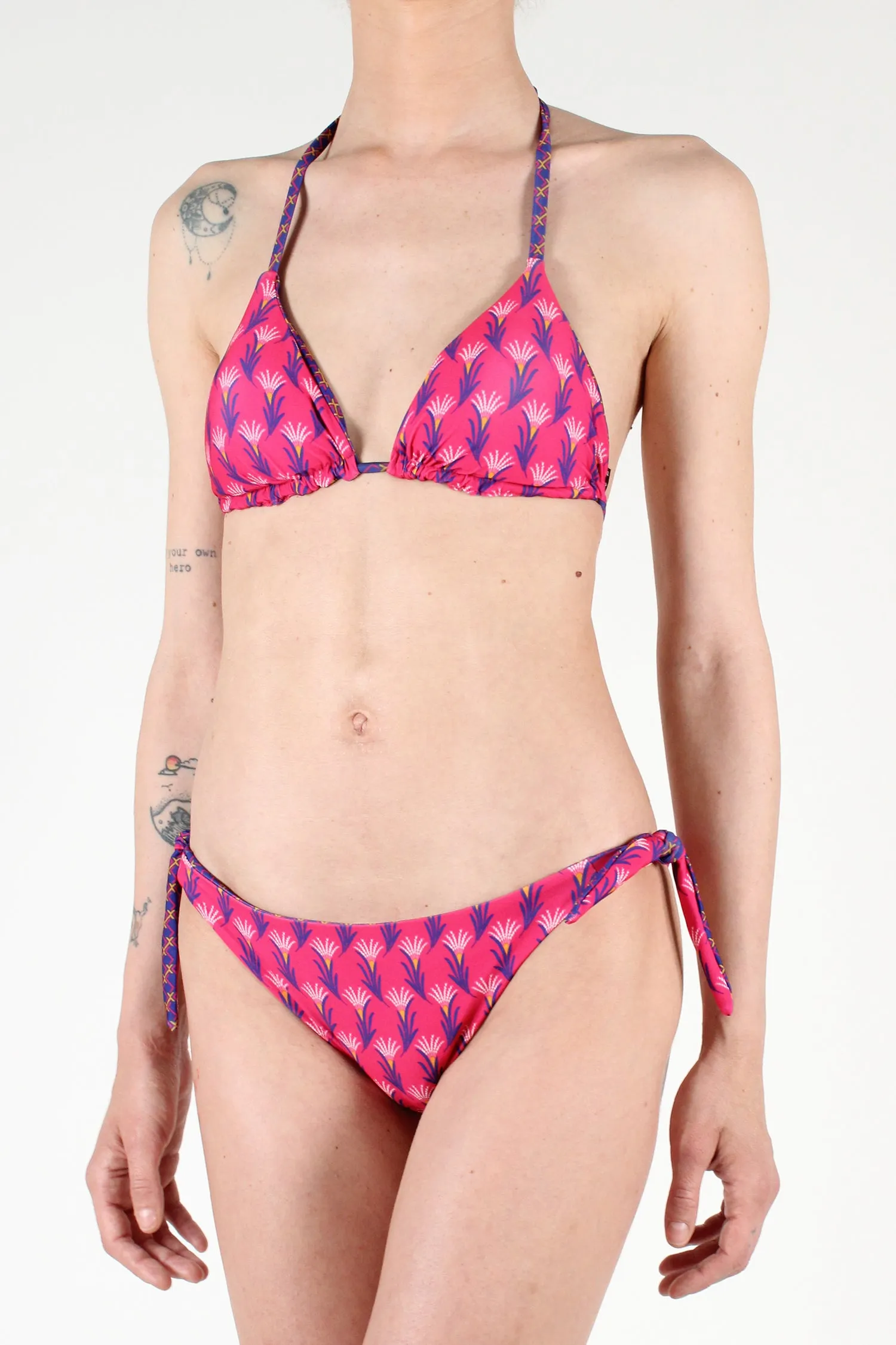 Costume da Bagno Bikini Triangolo Stampa Floreale Reversibile