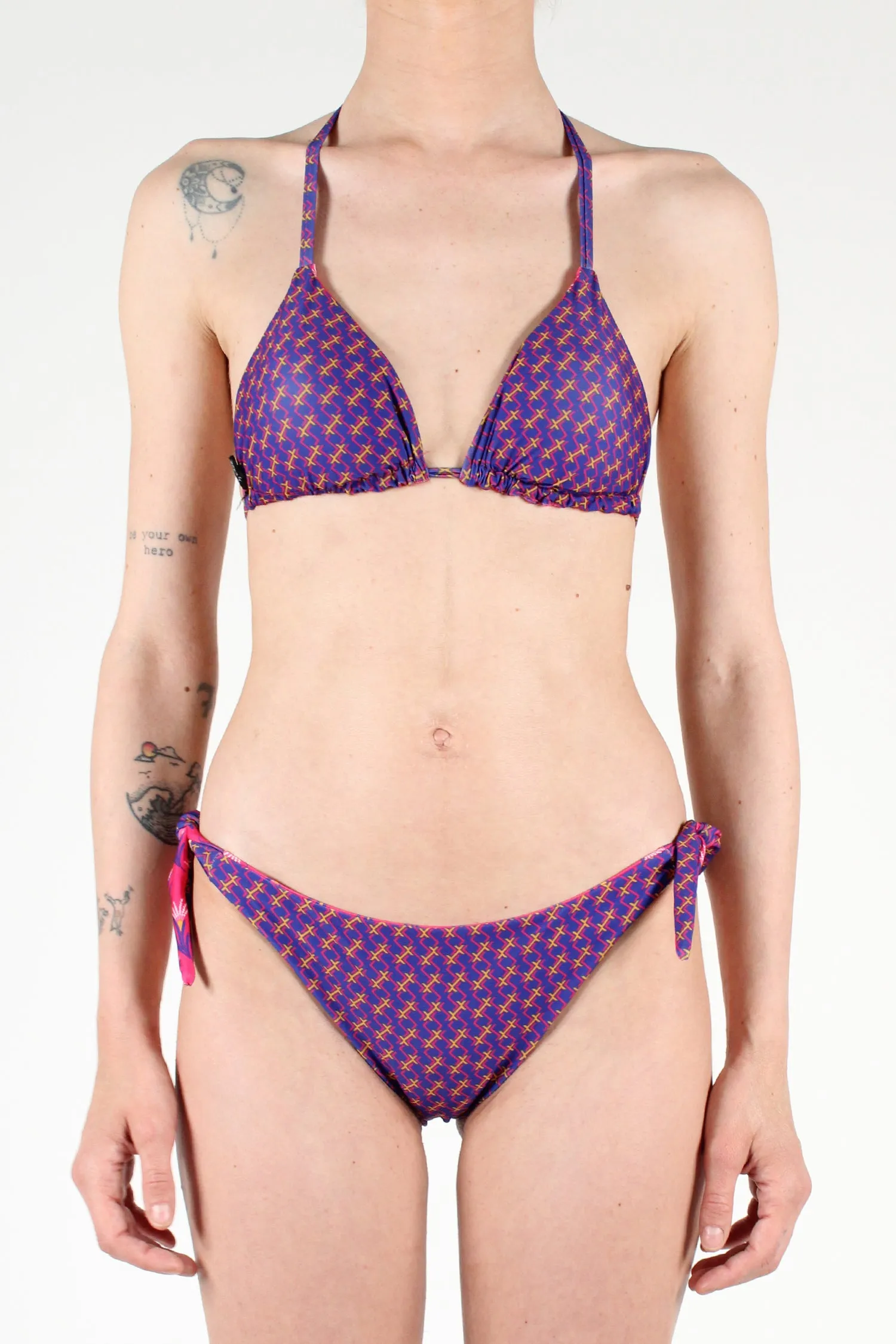 Costume da Bagno Bikini Triangolo Stampa Floreale Reversibile