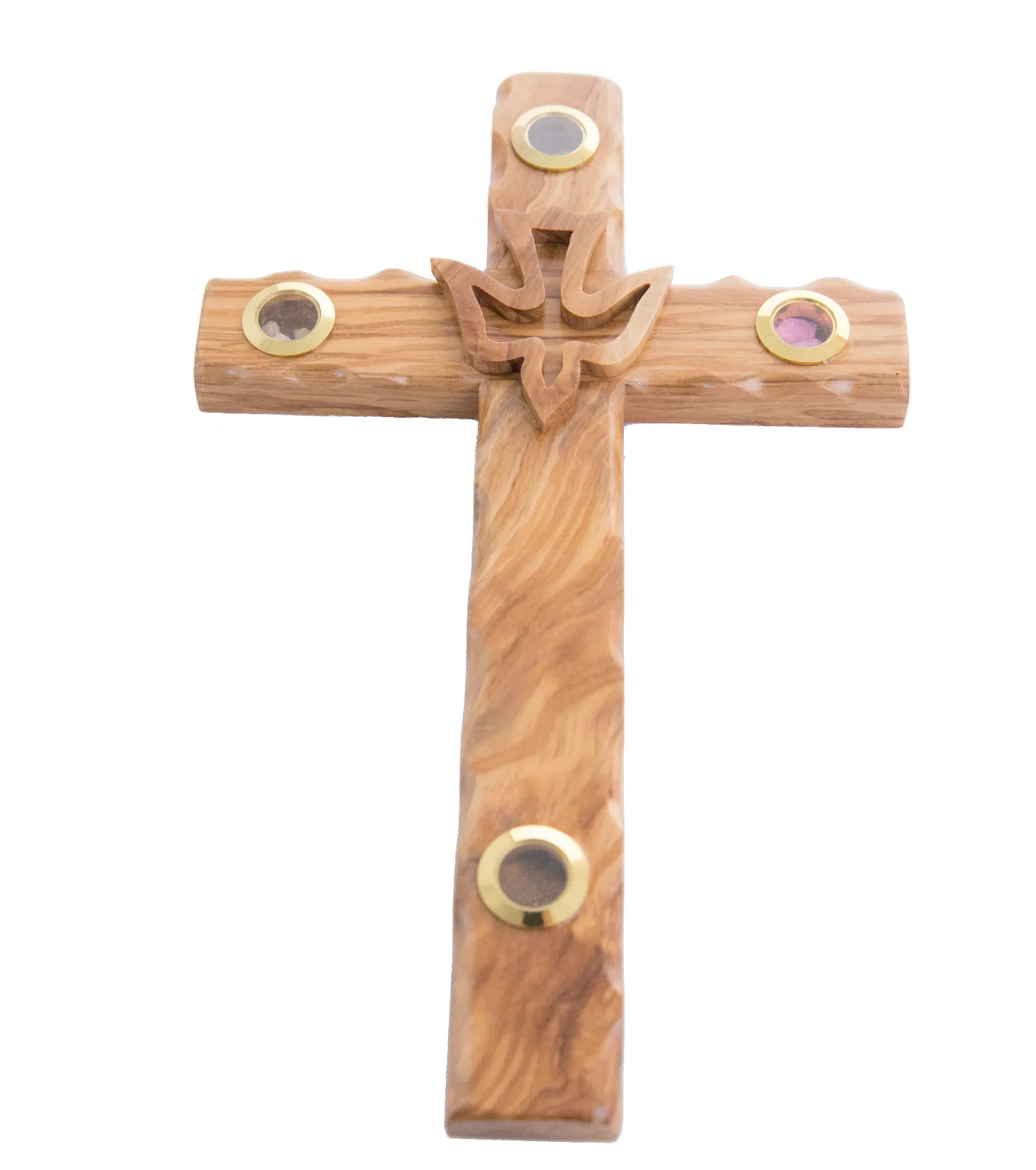 Cross with Holy Spirit Dove, 9.8 Holy Land Olive Wood