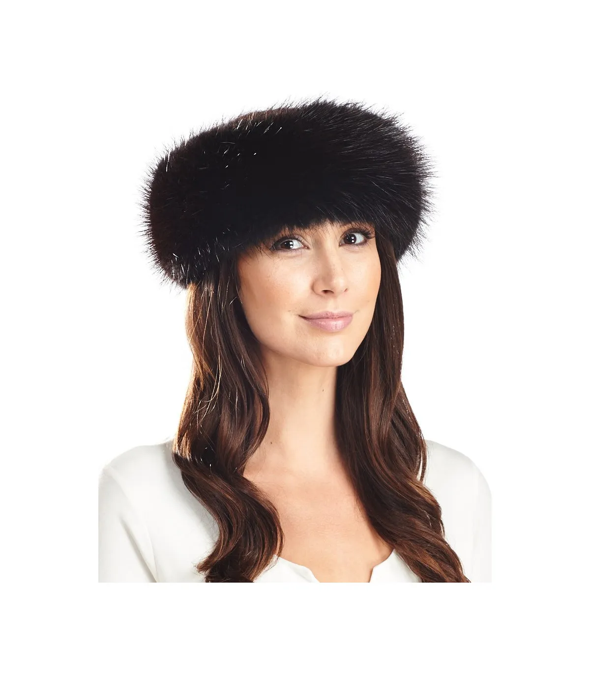 Dyed Black Beaver Fur Headband: FurHatWorld.com