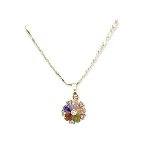 Flower multicolor stones necklace in 18k of gold plated