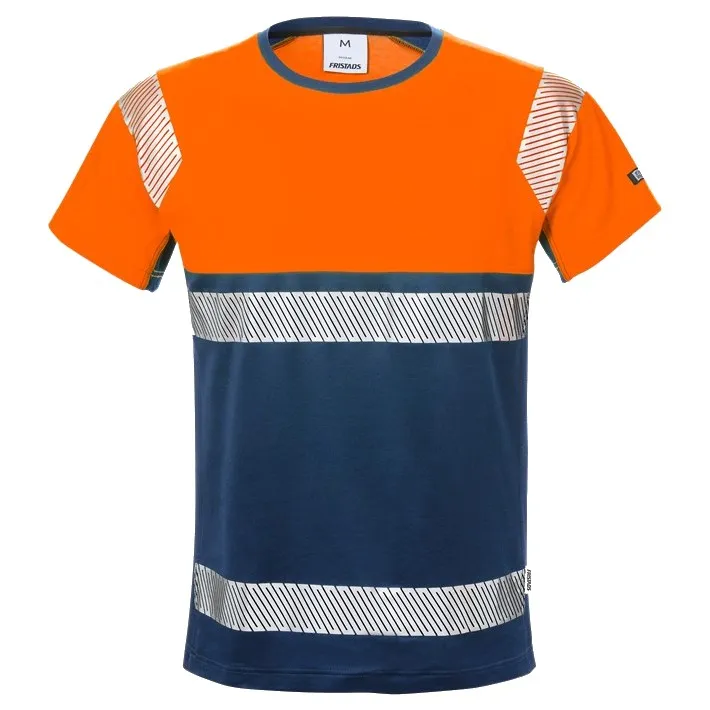 Fristads High-Vis Orange/Navy Work T-Shirt Class 1 7518 THV