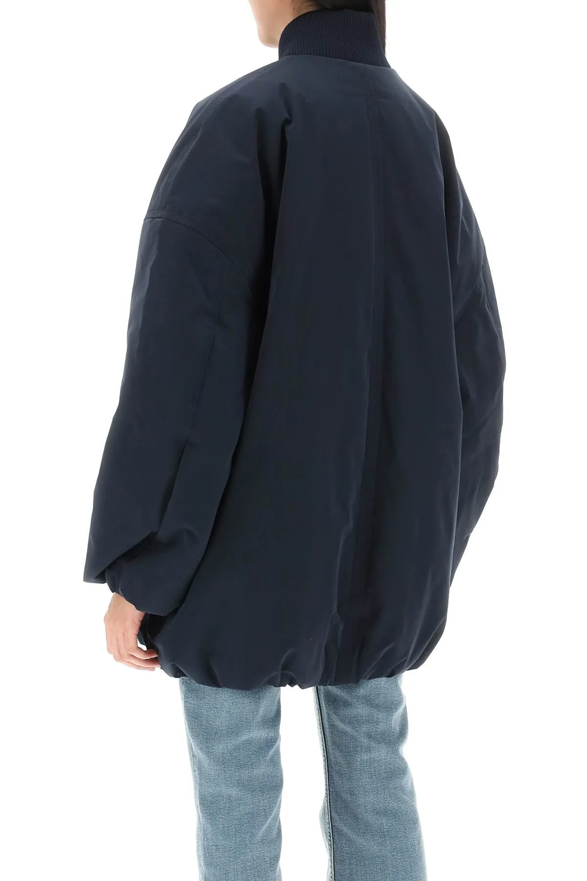 Ganni Oversized Midi Bomber Jacket   Blue