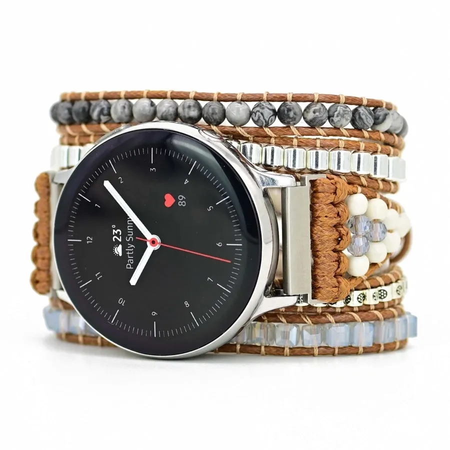 Google Pixel Watch Band With Natural Celestine Beads