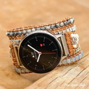 Google Pixel Watch Band With Natural Celestine Beads