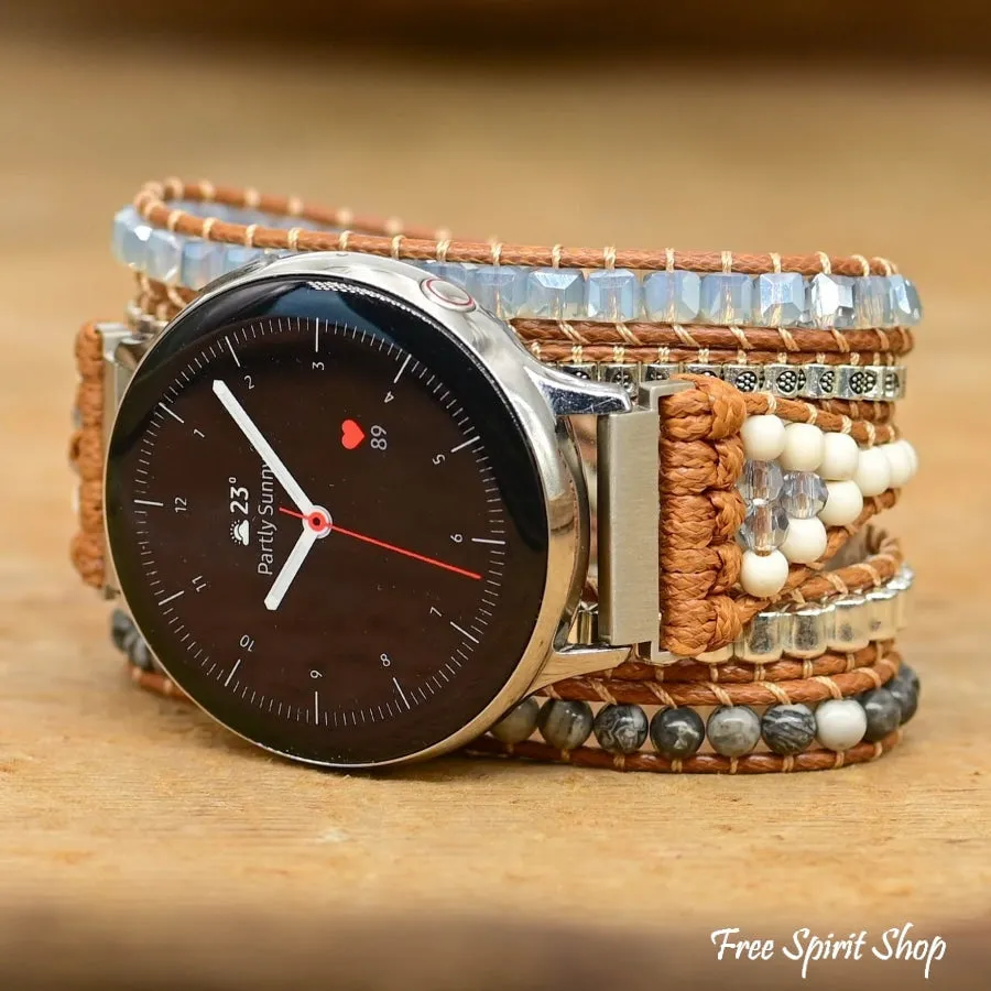 Google Pixel Watch Band With Natural Celestine Beads