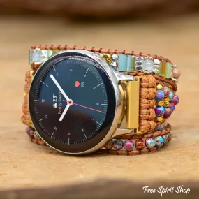 Google Pixel Watch Band With Purple Jasper & Rhodonite Beads